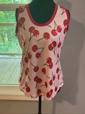 Jofit Cherry-Print Tank Top - Red on Pink